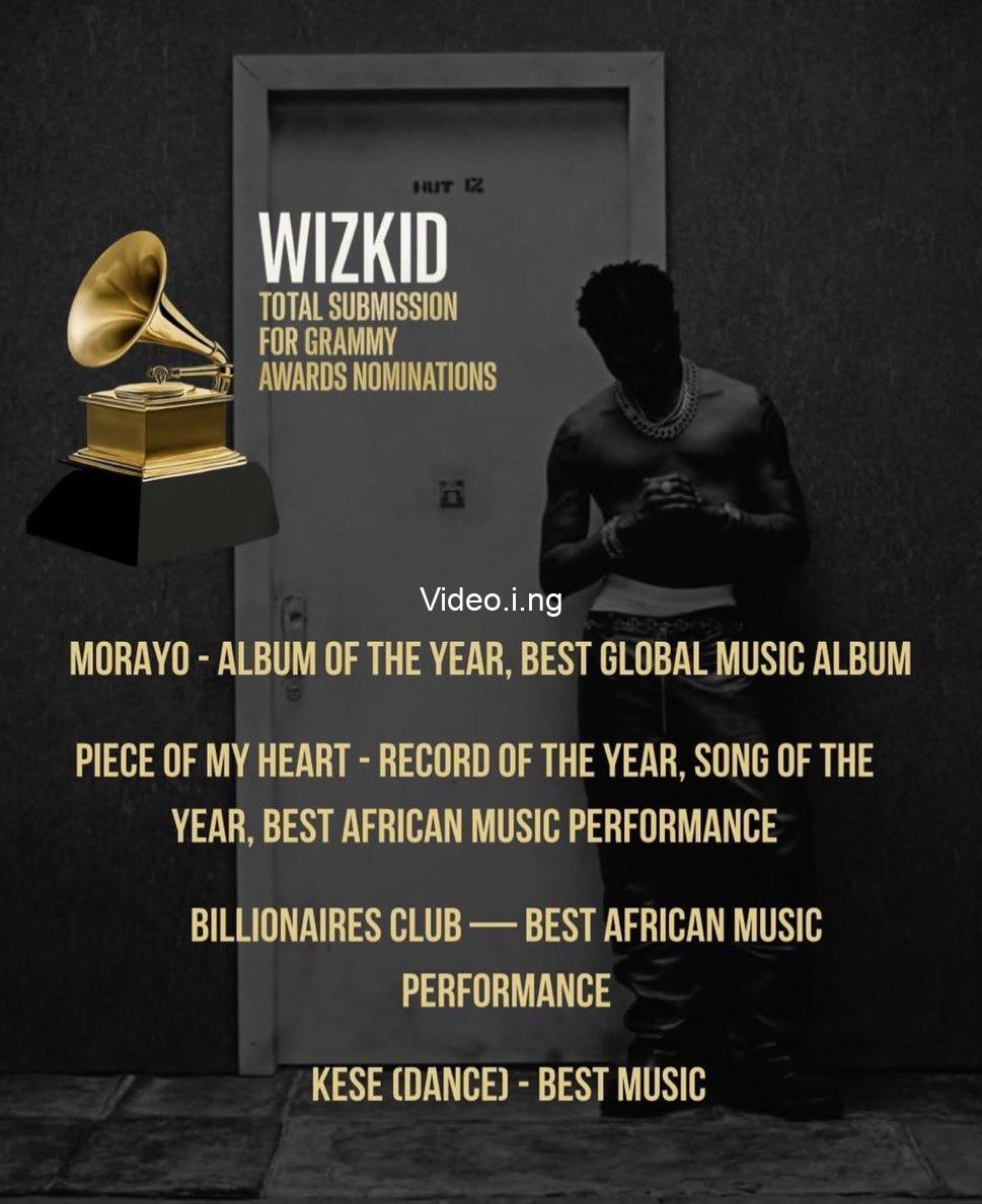 Wizkid Submits Morayo and More for 2026 GRAMMY Consideration